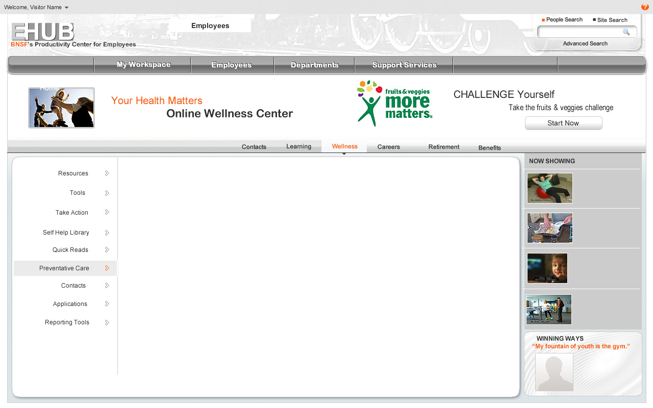 Mockup for BNSF Intranet