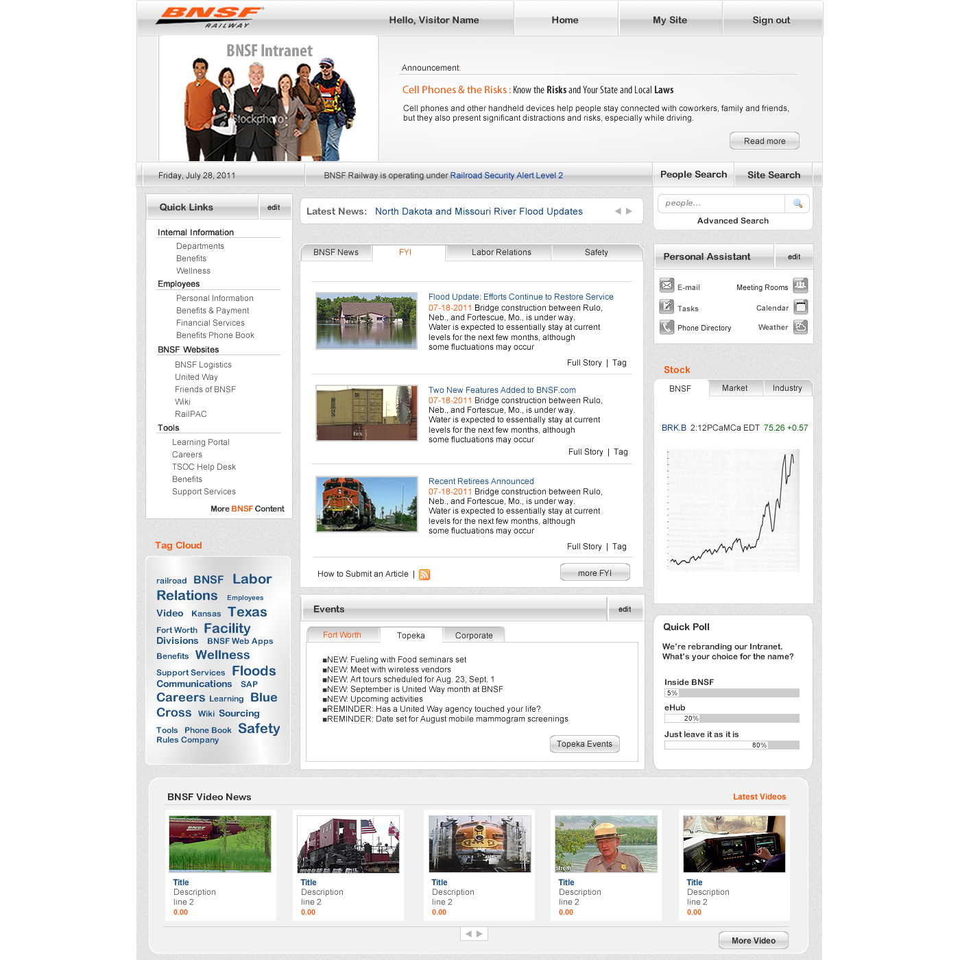 Mockup for BNSF Intranet