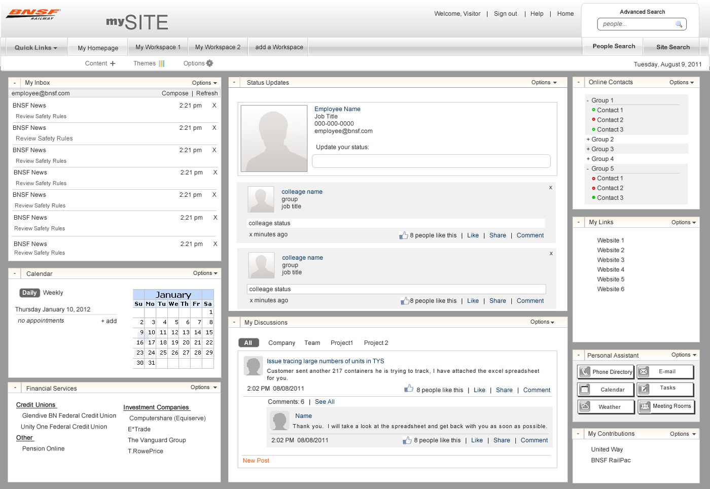 Mockup for BNSF Intranet
