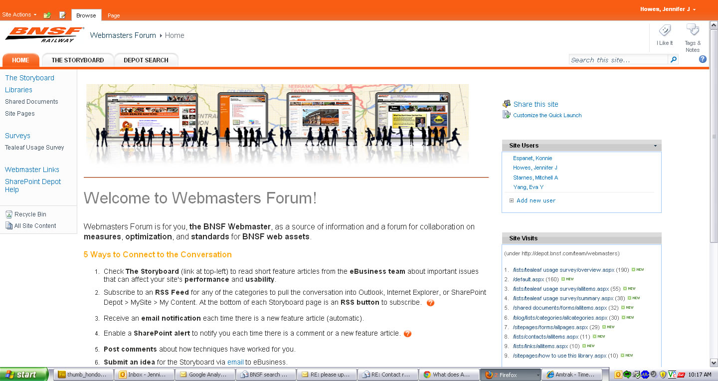 Sharepoint internal site with eBusiness header design